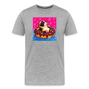 choupie sur un Donut - T-shirt bio Premium Homme - gris chiné - Devant - Damien (186cm)