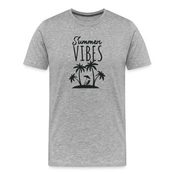 Escapade estivale à la plage Summer Vibes - T-shirt bio Premium Homme - gris chiné - Devant - Damien (186cm)