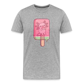 Mignon axolotl congelé dans un glaçon de pastèque - T-shirt bio Premium Homme - gris chiné - Devant - Damien (186cm)