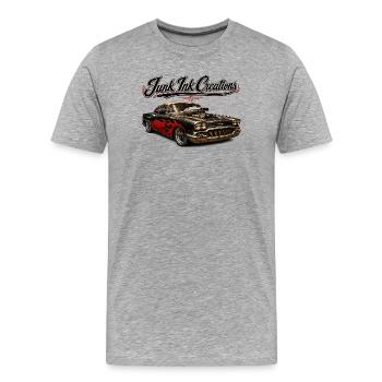 Junk Ink Creations – Hot Rod & Rockabilly Design - T-shirt bio Premium Homme - gris chiné - Devant - Damien (186cm)