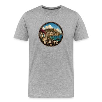 Thodos, Grèce, île des vacances méditerranéennes - T-shirt bio Premium Homme - gris chiné - Devant - Damien (186cm)