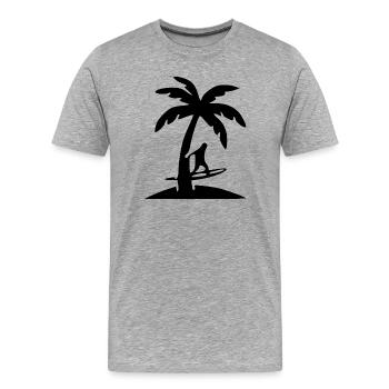 Vacances cadeaux du Surfeur Palmier - T-shirt bio Premium Homme - gris chiné - Devant - Damien (186cm)