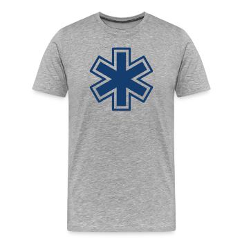 Icône de la ligne Étoile de la Vie Symbole Médical d’Urgence Ar - T-shirt bio Premium Homme - gris chiné - Devant - Damien (186cm)