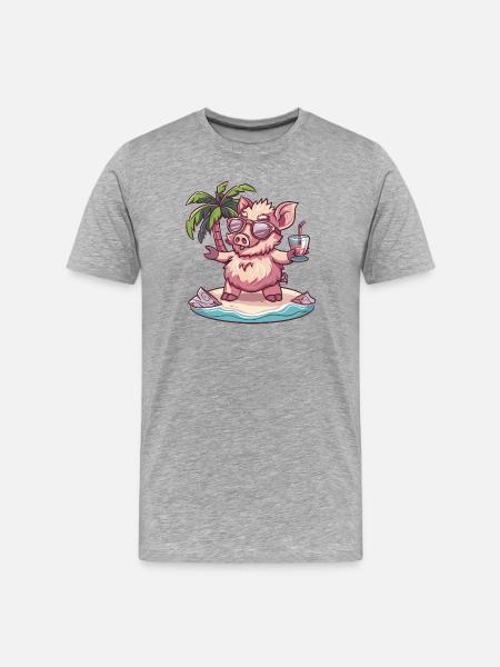 Pig Summer Wild Boar - Men's Premium Organic T-Shirt - heather grey