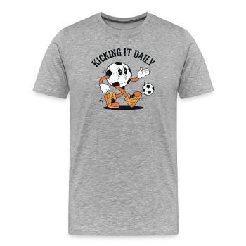 Dessin animé rétro de football - Kick It Daily - T-shirt bio Premium Homme - gris chiné - Devant - Damien (186cm)
