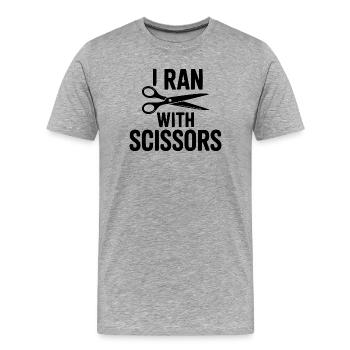 J’ai couru avec des ciseaux - T-shirt bio Premium Homme - gris chiné - Devant - Damien (186cm)