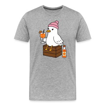 Mouette avec cocktail dans un look plage - T-shirt bio Premium Homme - gris chiné - Devant - Damien (186cm)