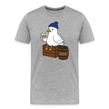 Mouette au whisky en hiver - T-shirt bio Premium Homme - gris chiné - Devant - Damien (186cm)