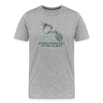 Pflanzen nerven nicht Gießkanne mit Monstera - Männer Premium Bio T-Shirt - Grau meliert - Vorne - Damien (186cm)