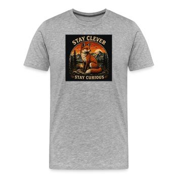Reste malin Reste curieux Renard Vintage noir - T-shirt bio Premium Homme - gris chiné - Devant - Damien (186cm)