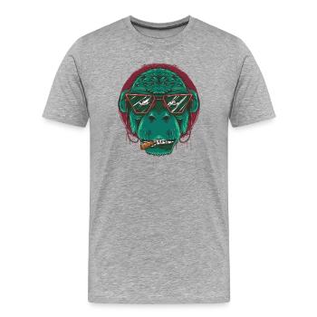 Lunettes de soleil singe chimpanzé cool - T-shirt bio Premium Homme - gris chiné - Devant - Damien (186cm)