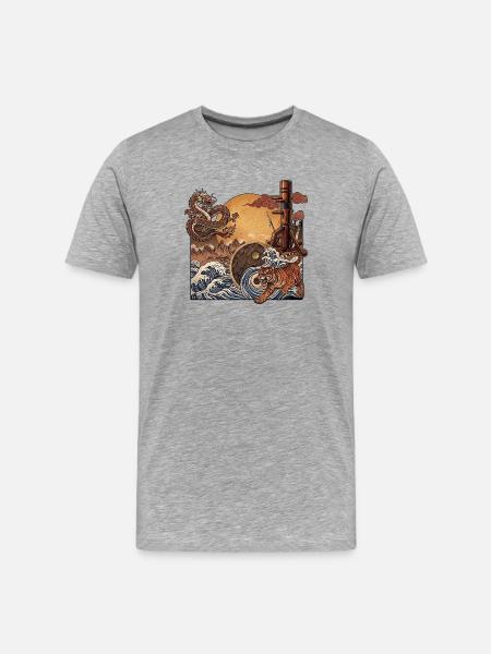 Kung Fu Tai Chi - T-shirt bio Premium Homme - gris chiné