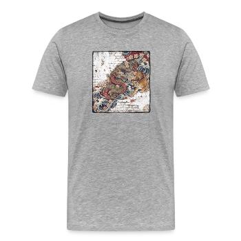 Tatouages japonais Mur rétro - T-shirt bio Premium Homme - gris chiné - Devant - Damien (186cm)
