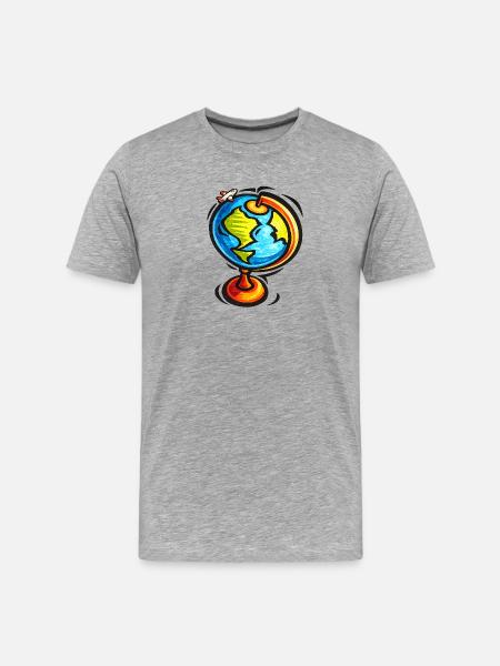 Vivid Globe Travel Sketch - Men's Premium Organic T-Shirt - heather grey