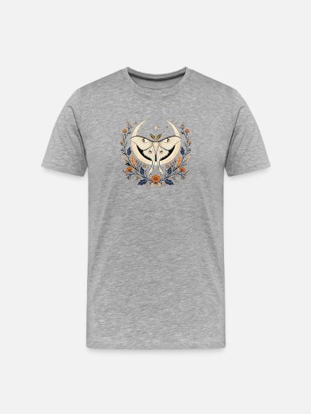 Floral Lunar Moth - Men's Premium Organic T-Shirt - heather grey