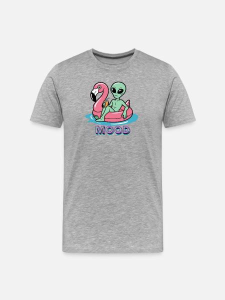 Mood Neon Alien on Flamingo - Men's Premium Organic T-Shirt - heather grey