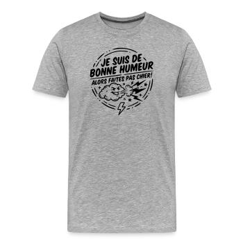 Bonne humeur  - T-shirt bio Premium Homme - gris chiné - Devant - Damien (186cm)