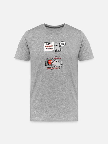 Katzen-Schild Bitte Nicht Drücken - Männer Premium Bio T-Shirt - Grau meliert