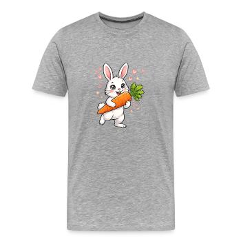 Lapin à la carotte - T-shirt bio Premium Homme - gris chiné - Devant - Damien (186cm)