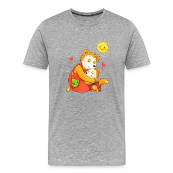 L’amour de la mère du chien câlin sous le soleil - T-shirt bio Premium Homme - gris chiné - Devant - Damien (186cm)