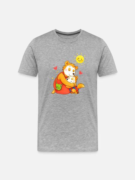 Kuschelhund Mutterliebe im Sonnenschein - Männer Premium Bio T-Shirt - Grau meliert