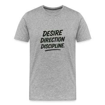 Discipline de la direction du désir - T-shirt bio Premium Homme - gris chiné - Devant - Damien (186cm)