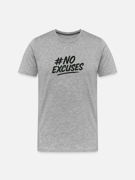 No Excuses Glitter Schrift - Männer Premium Bio T-Shirt - Grau meliert