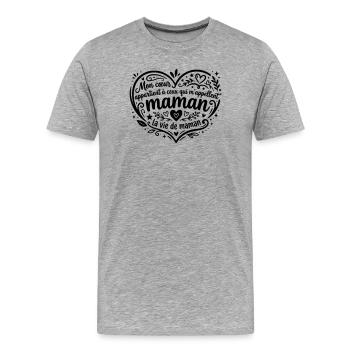 la vie de maman - T-shirt bio Premium Homme - gris chiné - Devant - Damien (186cm)