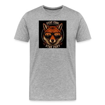 Stay Cool Stay Foxy – Design vintage de renard - T-shirt bio Premium Homme - gris chiné - Devant - Damien (186cm)