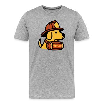 Icône des pompiers de chiens de sauvetage - T-shirt bio Premium Homme - gris chiné - Devant - Damien (186cm)
