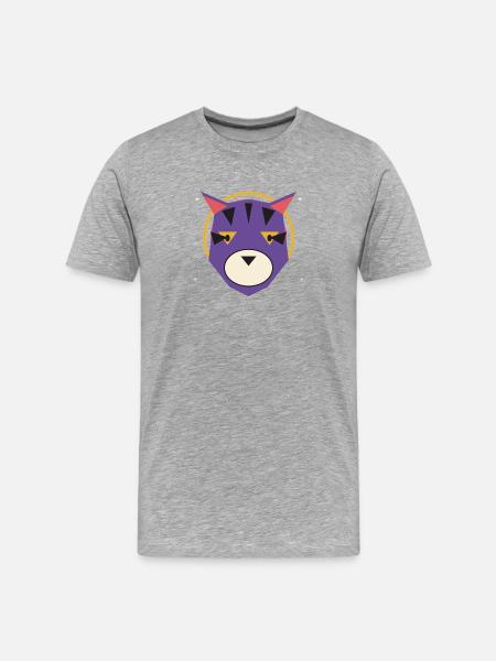 Geometric Purple Wolf Head - Men's Premium Organic T-Shirt - heather grey