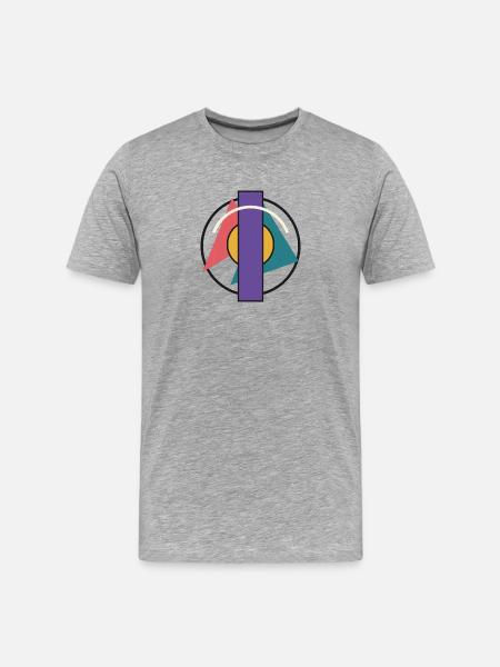 Purple Geometric Triangles and Circle - Men's Premium Organic T-Shirt - heather grey