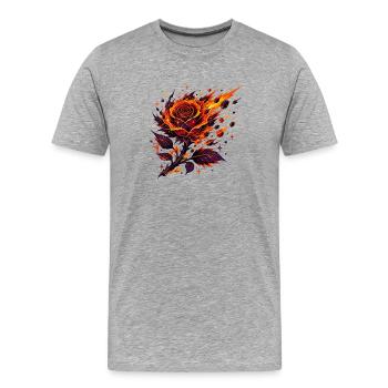 Art de la Flamme de la Rose de Feu - T-shirt bio Premium Homme - gris chiné - Devant - Damien (186cm)