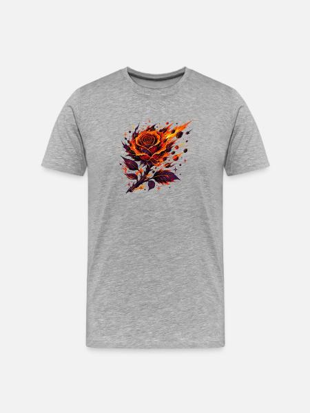 Fire Rose Flame Art - Men's Premium Organic T-Shirt - heather grey