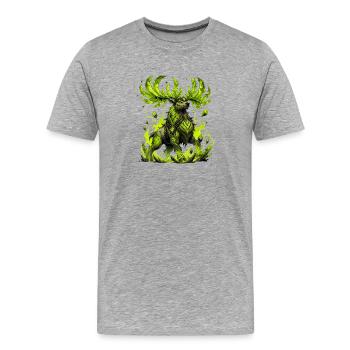 Cerf en cristal néon - T-shirt bio Premium Homme - gris chiné - Devant - Damien (186cm)