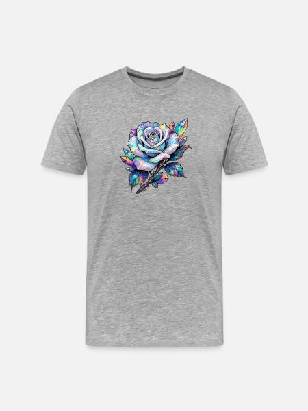 Holographic Rainbow Rose Crystal - Men's Premium Organic T-Shirt - heather grey
