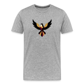 Streetwear minimaliste Phoenix Bold Myth - T-shirt bio Premium Homme - gris chiné - Devant - Damien (186cm)