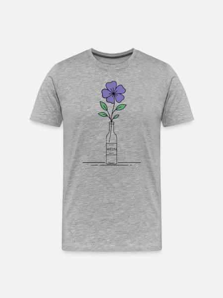 Blume lila in Weinflasche - Männer Premium Bio T-Shirt - Grau meliert