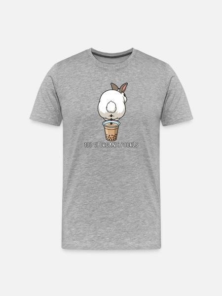 Cute Bunny Funny Boba Bubble Tea - Men's Premium Organic T-Shirt - heather grey