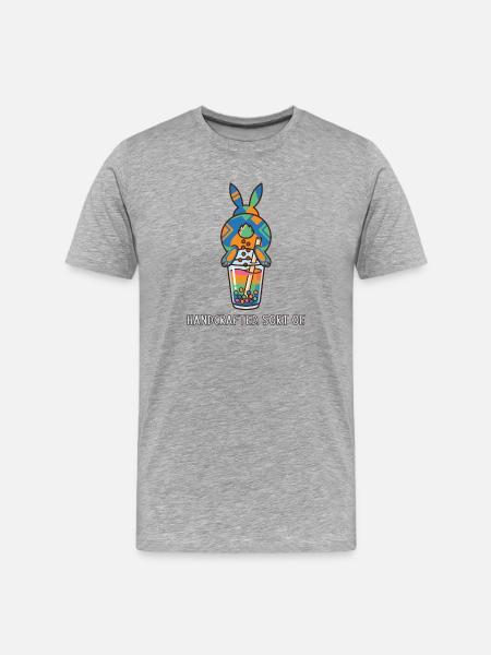 Cute Bunny Funny Boba Bubble Tea - Men's Premium Organic T-Shirt - heather grey