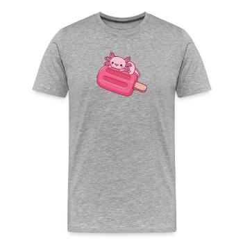 Mignon axolotl qui se détend sur de la glace rouge - T-shirt bio Premium Homme - gris chiné - Devant - Damien (186cm)