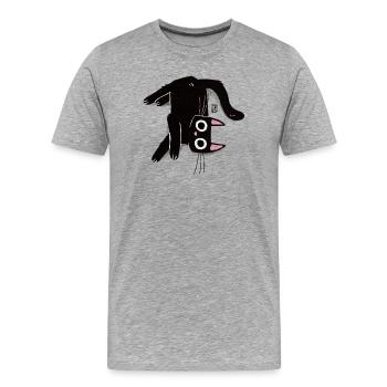 Gribouillis en forme de chat inversé - T-shirt bio Premium Homme - gris chiné - Devant - Damien (186cm)
