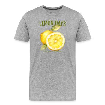 Journées Citron – Été avec des citrons - T-shirt bio Premium Homme - gris chiné - Devant - Damien (186cm)