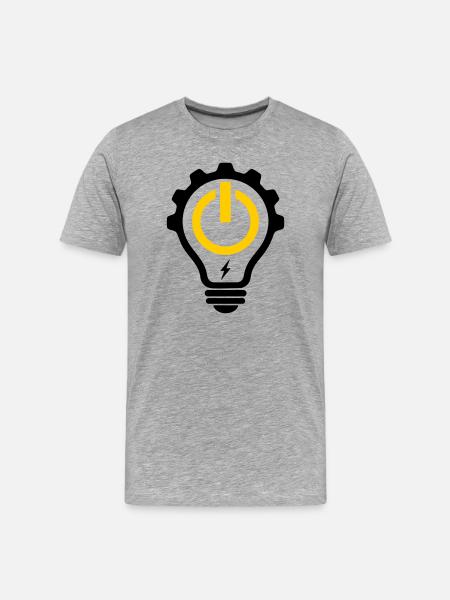 Elektriker Glühbirne Blitz und Zahnrad - Männer Premium Bio T-Shirt - Grau meliert