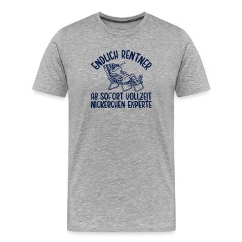 Rentner Vollzeit Nickerchen Experte Retro - Männer Premium Bio T-Shirt - Grau meliert - Vorne - Damien (186cm)