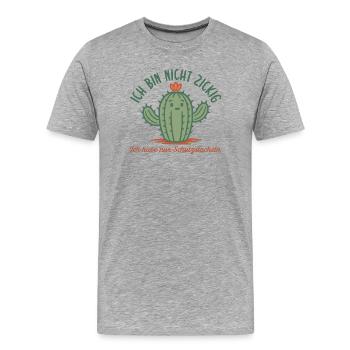 Ich bin nicht launisch Kaktus Schutzstacheln - Männer Premium Bio T-Shirt - Grau meliert - Vorne - Damien (186cm)