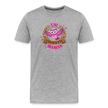 Une Chouette Maman Cadeau Fête des Mères - T-shirt bio Premium Homme - gris chiné - Devant - Damien (186cm)