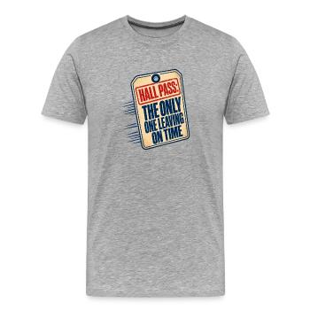 Professeur Humour Pass Hall Le seul à partir sur Ti - T-shirt bio Premium Homme - gris chiné - Devant - Damien (186cm)