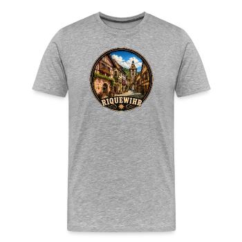 Fachwerkhaus Elsässer Weinstraße Weinberge - Männer Premium Bio T-Shirt - Grau meliert - Vorne - Damien (186cm)
