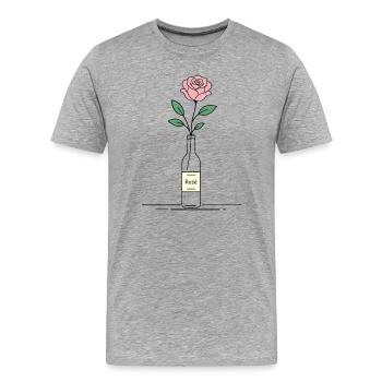 Rosé Rose in Weinflasche - Männer Premium Bio T-Shirt - Grau meliert - Vorne - Damien (186cm)